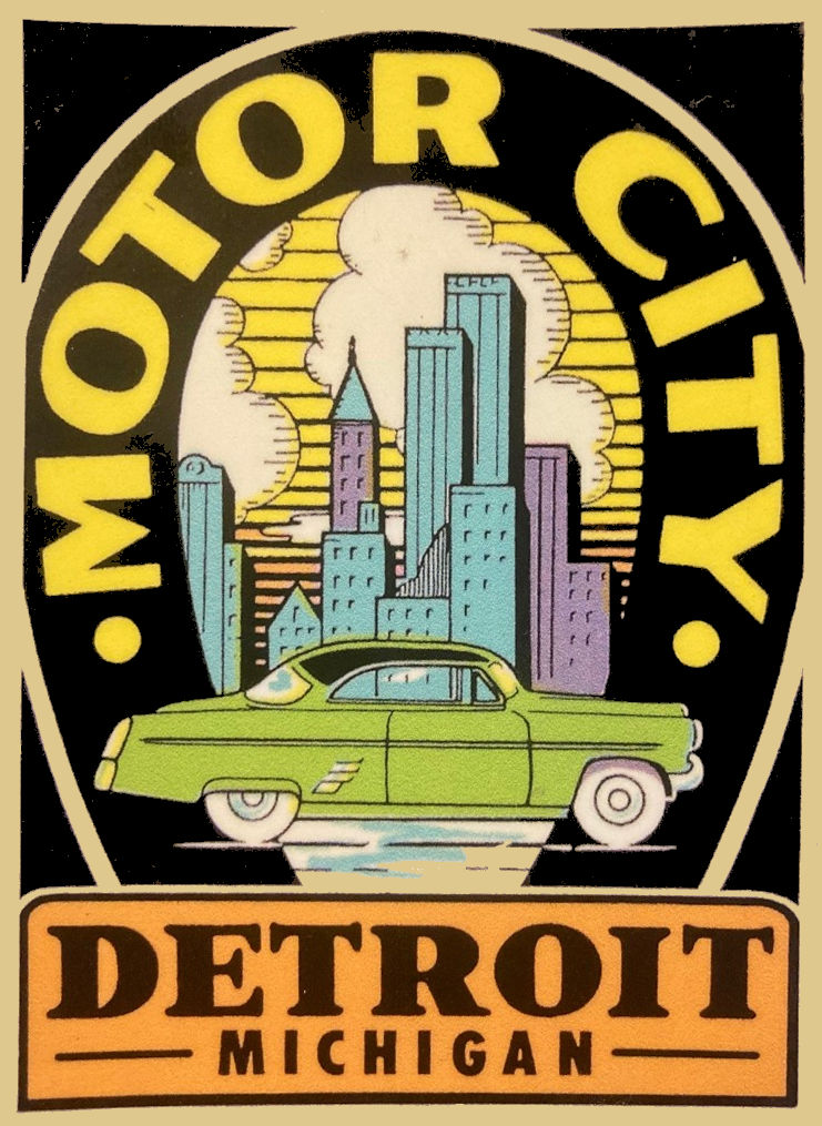 (image for) Michigan (4) Motor City Detroit Vintage Vacation Stickers